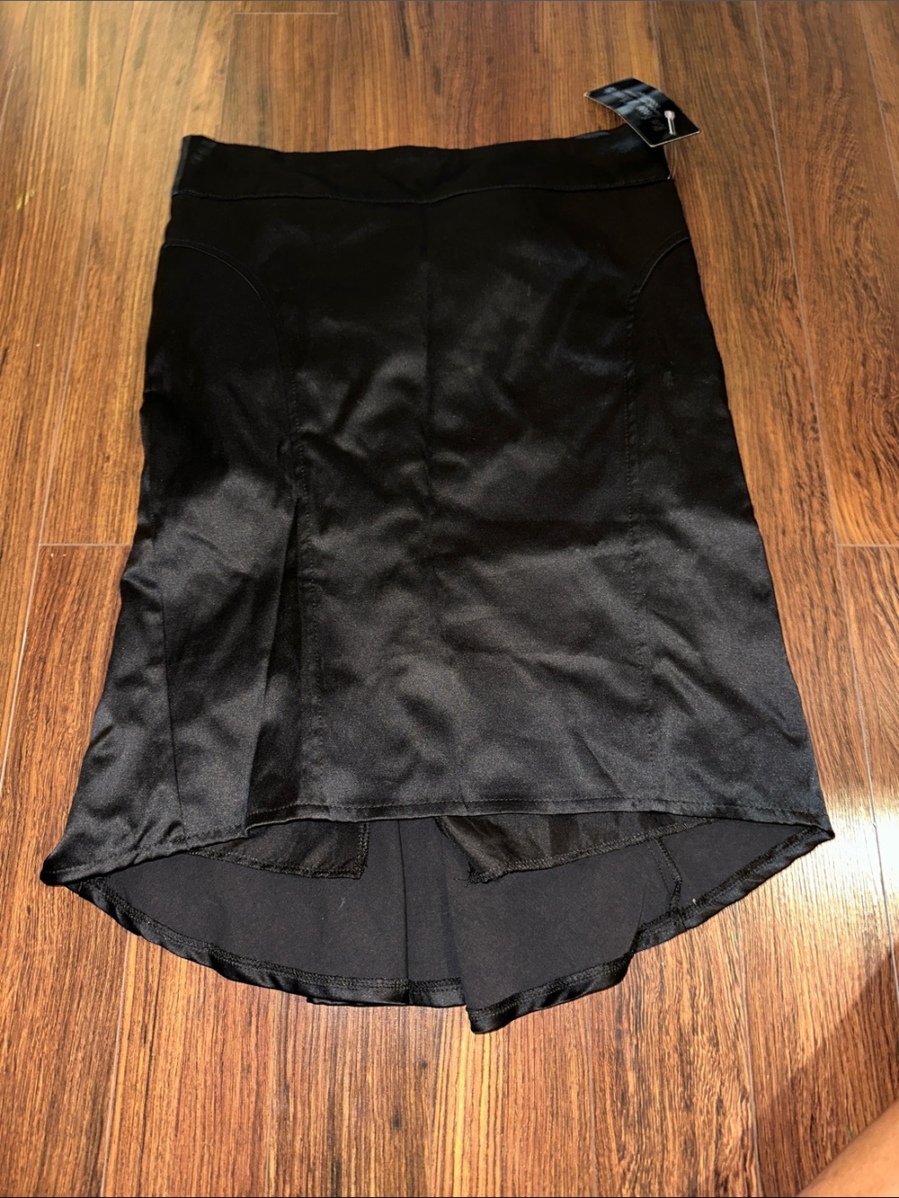 Black Women's High-Low Satin Skirt